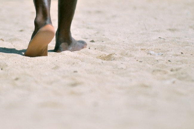 walking on the beach