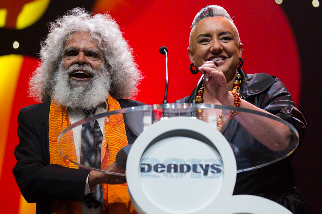 Uncle Jack Charles with Lou Bennet at the 2013 Deadly Awards