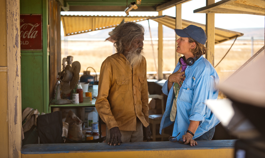DAVID-GULPILIL-as-JAGAMARRA-and-Director-CATRIONA-McKENZIE-behind-the-scenes-of-SATELLITE-BOY.-A-Satellite-Films-production1